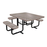 46" x 55" ADA surface mount table with seats in beige perforated metal