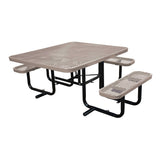46" x 55" surface mount ADA table with seats in beige expanded metal