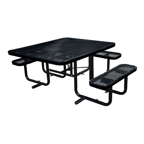 46" x 55" surface mount ADA table with seats in black expanded metal