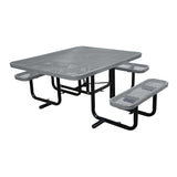 46" x 55" surface mount ADA table with seats in gray expanded metal
