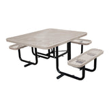46" x 55" surface mount ADA table with seats in sandstone expanded metal