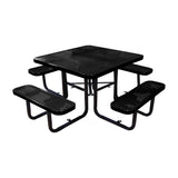 46" surface mount ADA square table in black perforated seats and tops