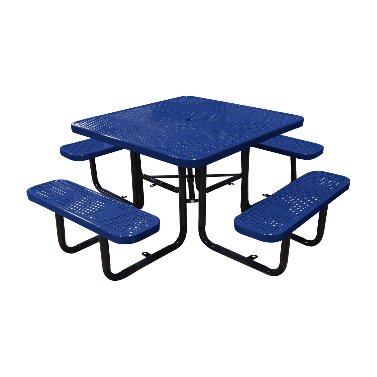 46" surface mount ADA square table in navy perforated seats and tops