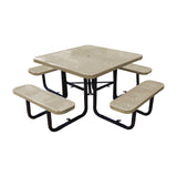 46" surface mount ADA square table in sandstone perforated seats and tops