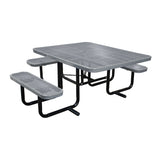 46" x 55" portable ADA table with seats in granite perforated metal