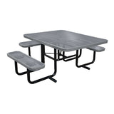 46" x 55" portable ADA table with seats in gray perforated metal