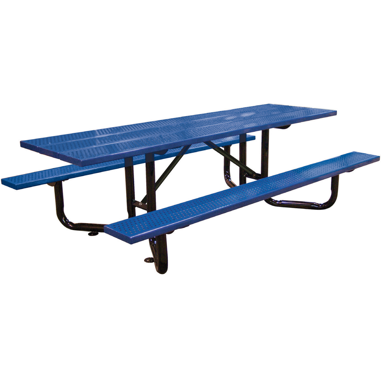 Blue, Y-base, 8ft, ADA perforated picnic table.